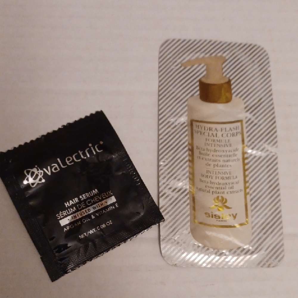 Free Add-on Sisley Hydra-Flash Body Cream and Valectric Hair Serum Samples
